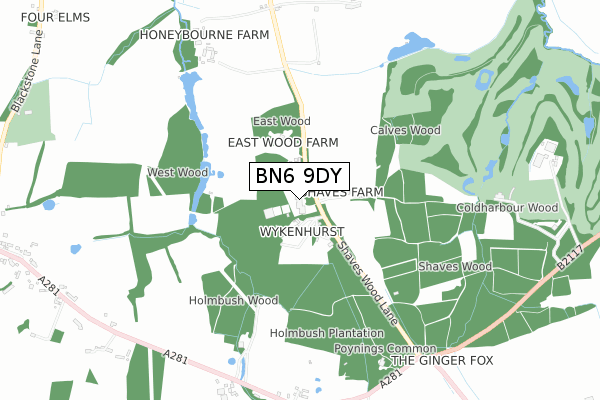 BN6 9DY map - small scale - OS Open Zoomstack (Ordnance Survey)