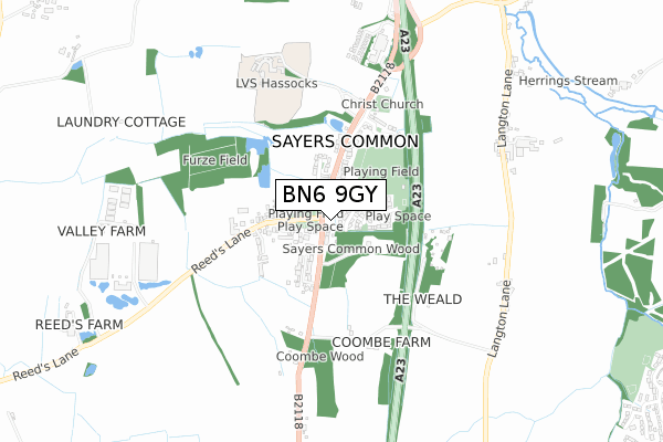 BN6 9GY map - small scale - OS Open Zoomstack (Ordnance Survey)