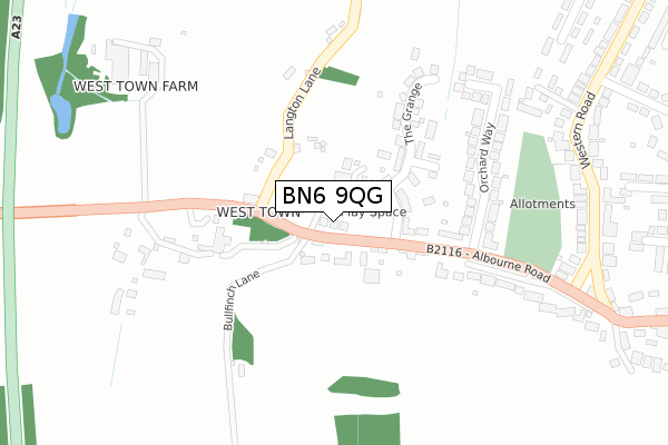 BN6 9QG map - large scale - OS Open Zoomstack (Ordnance Survey)