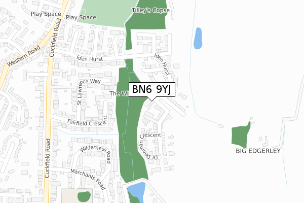 BN6 9YJ map - large scale - OS Open Zoomstack (Ordnance Survey)