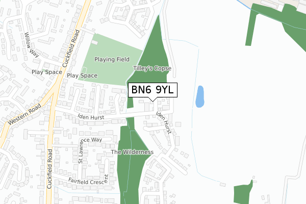 BN6 9YL map - large scale - OS Open Zoomstack (Ordnance Survey)