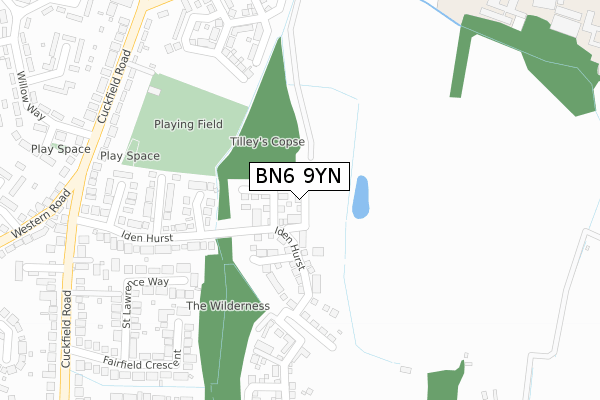 BN6 9YN map - large scale - OS Open Zoomstack (Ordnance Survey)