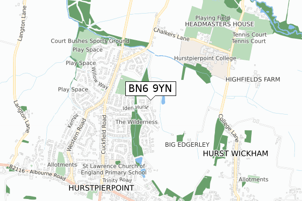 BN6 9YN map - small scale - OS Open Zoomstack (Ordnance Survey) BN6 9YN map - small scale - OS Open Zoomstack (Ordnance Survey)