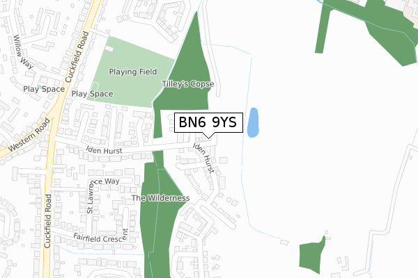 BN6 9YS map - large scale - OS Open Zoomstack (Ordnance Survey)