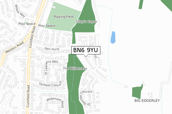 BN6 9YU map - large scale - OS Open Zoomstack (Ordnance Survey)