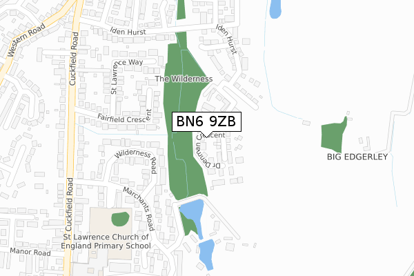 BN6 9ZB map - large scale - OS Open Zoomstack (Ordnance Survey)