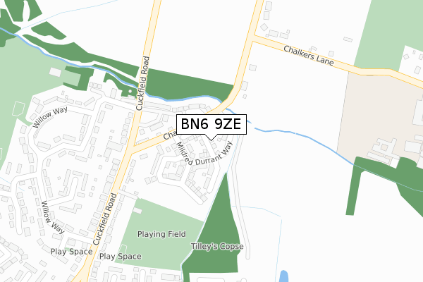 BN6 9ZE map - large scale - OS Open Zoomstack (Ordnance Survey)