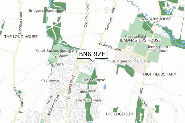BN6 9ZE map - small scale - OS Open Zoomstack (Ordnance Survey)