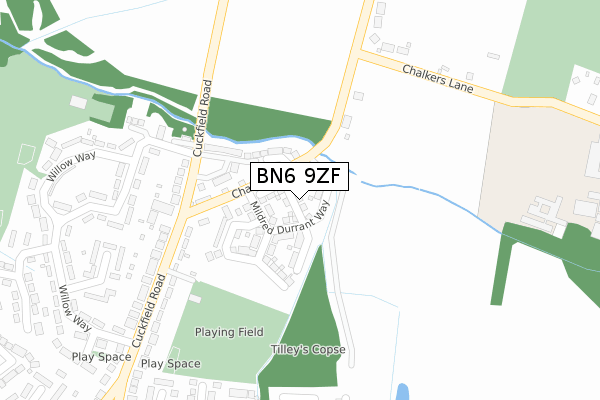 BN6 9ZF map - large scale - OS Open Zoomstack (Ordnance Survey)