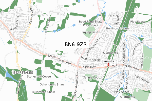 BN6 9ZR map - small scale - OS Open Zoomstack (Ordnance Survey) BN6 9ZR map - small scale - OS Open Zoomstack (Ordnance Survey)