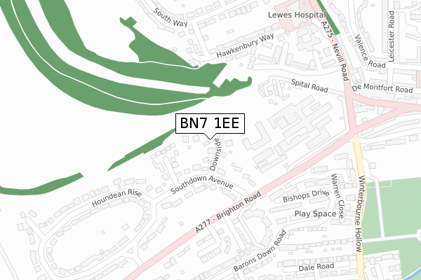BN7 1EE map - large scale - OS Open Zoomstack (Ordnance Survey)