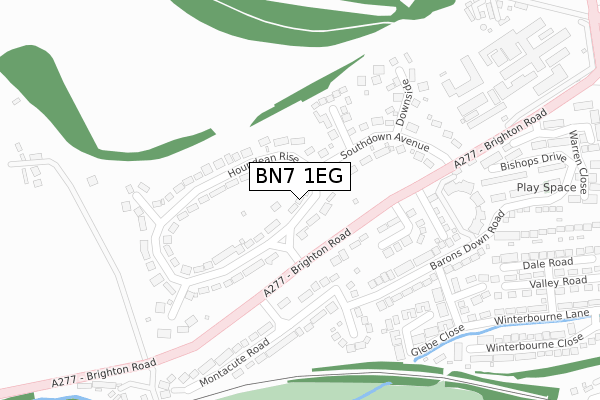 BN7 1EG map - large scale - OS Open Zoomstack (Ordnance Survey)