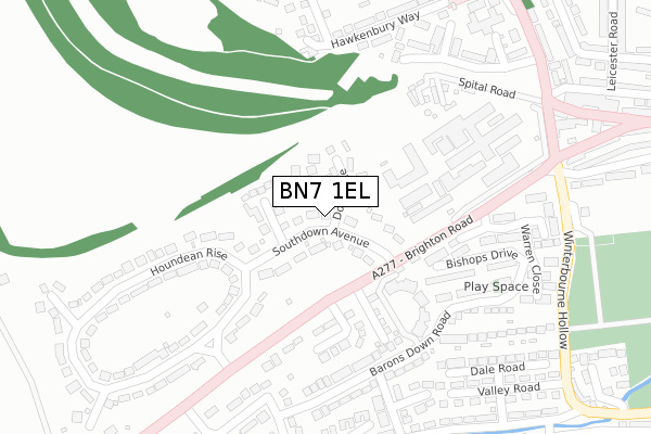 BN7 1EL map - large scale - OS Open Zoomstack (Ordnance Survey)