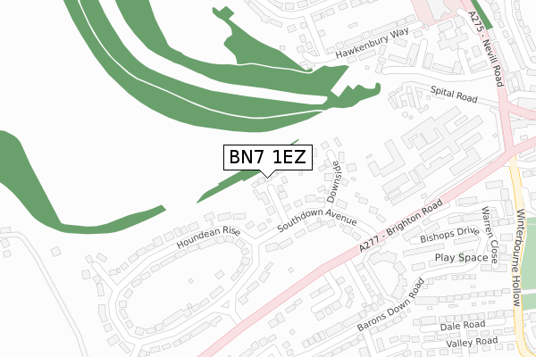 BN7 1EZ map - large scale - OS Open Zoomstack (Ordnance Survey)