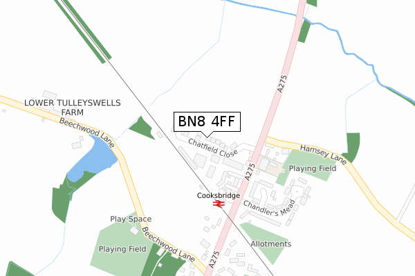 BN8 4FF map - large scale - OS Open Zoomstack (Ordnance Survey)