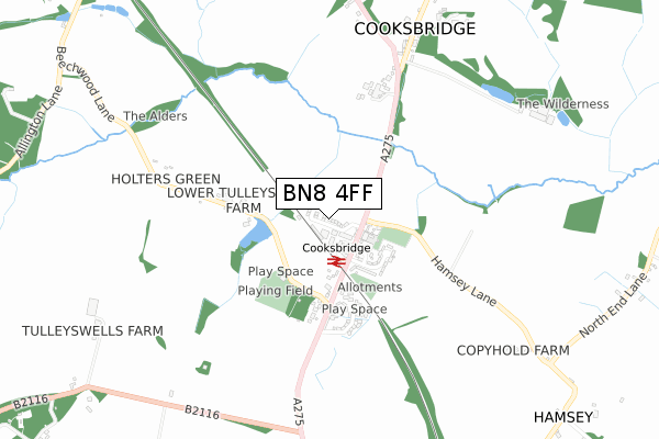 BN8 4FF map - small scale - OS Open Zoomstack (Ordnance Survey)