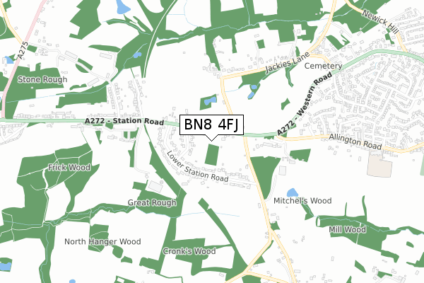 BN8 4FJ map - small scale - OS Open Zoomstack (Ordnance Survey)