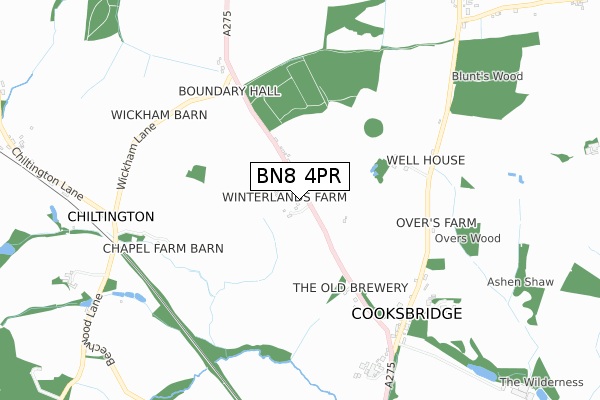 BN8 4PR map - small scale - OS Open Zoomstack (Ordnance Survey)
