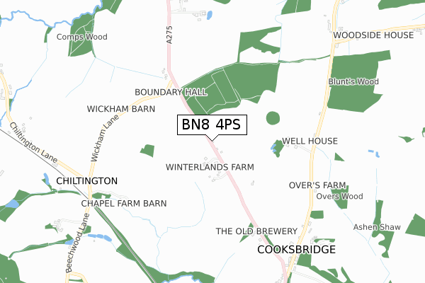 BN8 4PS map - small scale - OS Open Zoomstack (Ordnance Survey)