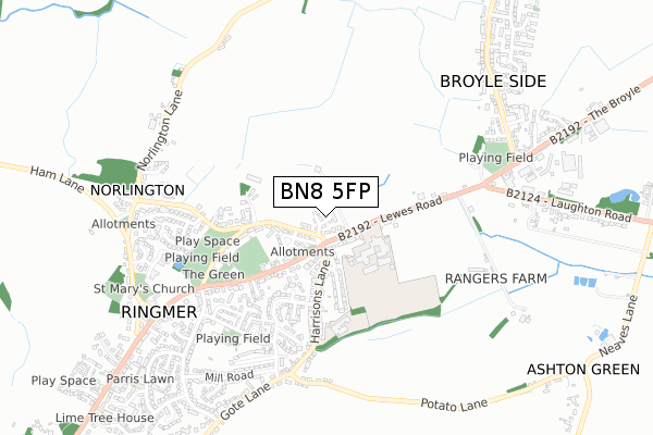 BN8 5FP map - small scale - OS Open Zoomstack (Ordnance Survey)