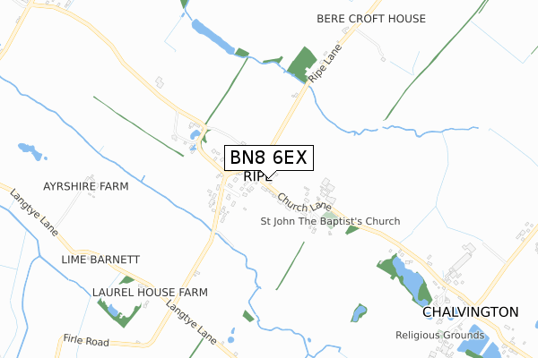 BN8 6EX map - small scale - OS Open Zoomstack (Ordnance Survey)