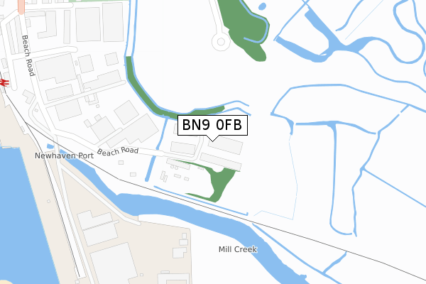 BN9 0FB map - large scale - OS Open Zoomstack (Ordnance Survey)