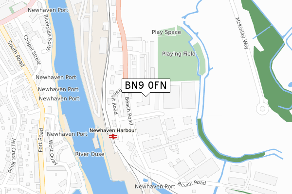 BN9 0FN map - large scale - OS Open Zoomstack (Ordnance Survey)