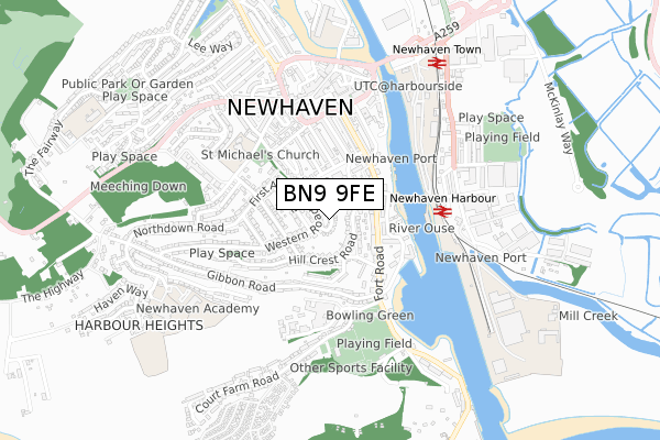 BN9 9FE map - small scale - OS Open Zoomstack (Ordnance Survey)