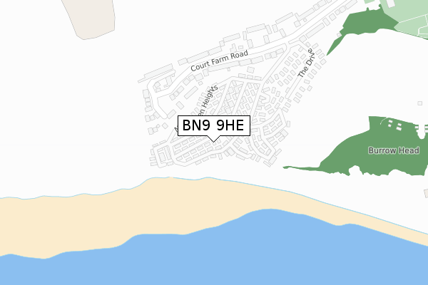 BN9 9HE map - large scale - OS Open Zoomstack (Ordnance Survey)