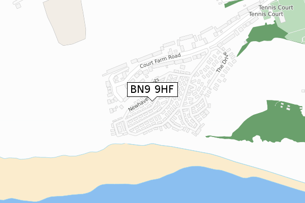 BN9 9HF map - large scale - OS Open Zoomstack (Ordnance Survey)