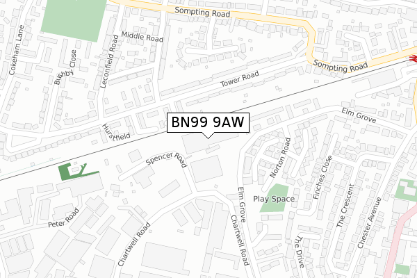 BN99 9AW map - large scale - OS Open Zoomstack (Ordnance Survey) BN99 9AW map - large scale - OS Open Zoomstack (Ordnance Survey)