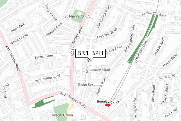 BR1 3PH map - large scale - OS Open Zoomstack (Ordnance Survey)