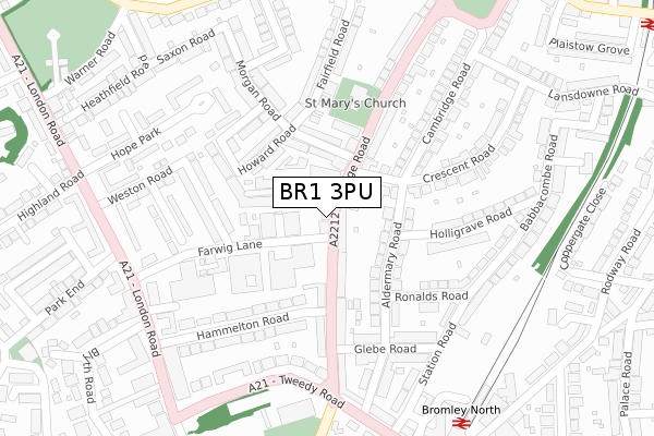 BR1 3PU map - large scale - OS Open Zoomstack (Ordnance Survey)