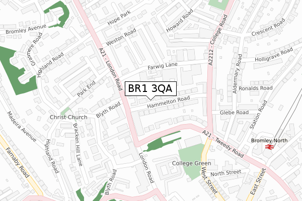 BR1 3QA map - large scale - OS Open Zoomstack (Ordnance Survey)