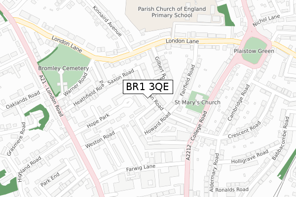 BR1 3QE map - large scale - OS Open Zoomstack (Ordnance Survey)