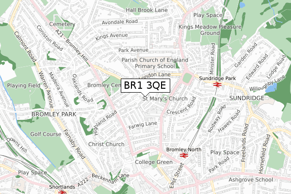 BR1 3QE map - small scale - OS Open Zoomstack (Ordnance Survey)