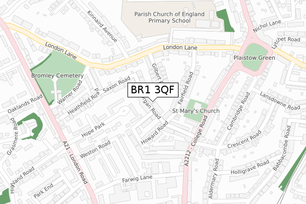 BR1 3QF map - large scale - OS Open Zoomstack (Ordnance Survey)