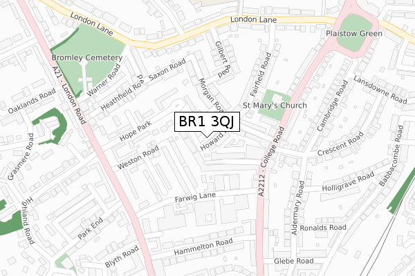 BR1 3QJ map - large scale - OS Open Zoomstack (Ordnance Survey)