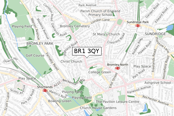BR1 3QY map - small scale - OS Open Zoomstack (Ordnance Survey)