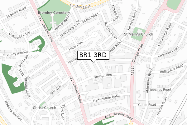 BR1 3RD map - large scale - OS Open Zoomstack (Ordnance Survey)