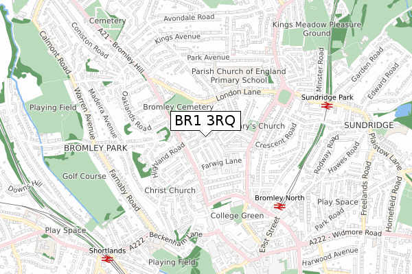 BR1 3RQ map - small scale - OS Open Zoomstack (Ordnance Survey)