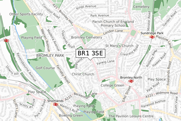 BR1 3SE map - small scale - OS Open Zoomstack (Ordnance Survey)
