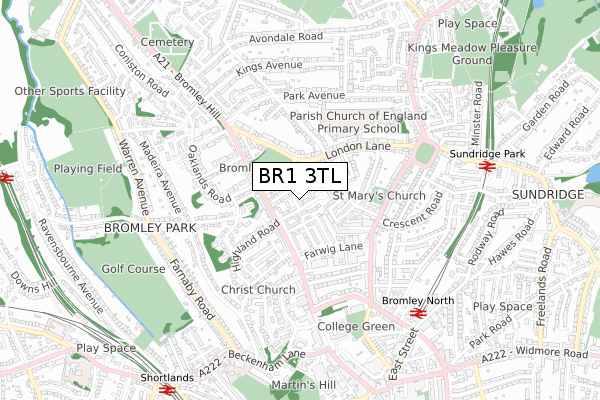 BR1 3TL map - small scale - OS Open Zoomstack (Ordnance Survey)