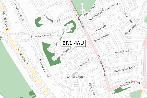 BR1 4AU map - large scale - OS Open Zoomstack (Ordnance Survey)