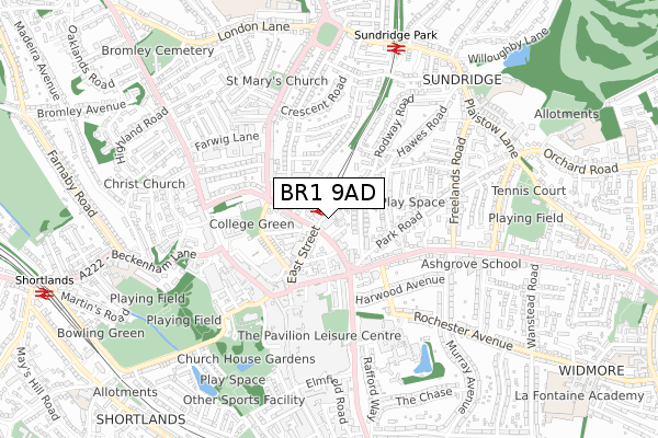 BR1 9AD map - small scale - OS Open Zoomstack (Ordnance Survey) BR1 9AD map - small scale - OS Open Zoomstack (Ordnance Survey)