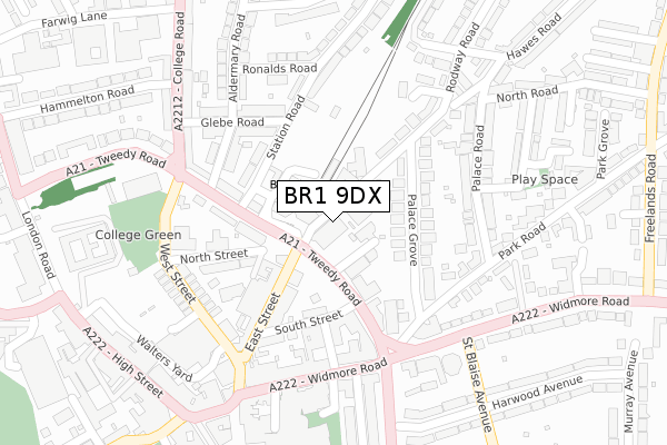 BR1 9DX map - large scale - OS Open Zoomstack (Ordnance Survey) BR1 9DX map - large scale - OS Open Zoomstack (Ordnance Survey)