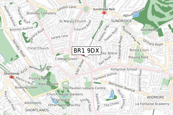 BR1 9DX map - small scale - OS Open Zoomstack (Ordnance Survey) BR1 9DX map - small scale - OS Open Zoomstack (Ordnance Survey)