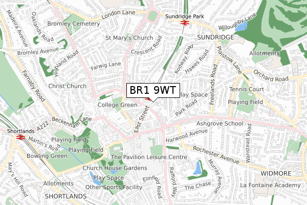 BR1 9WT map - small scale - OS Open Zoomstack (Ordnance Survey) BR1 9WT map - small scale - OS Open Zoomstack (Ordnance Survey)