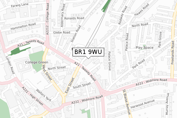 BR1 9WU map - large scale - OS Open Zoomstack (Ordnance Survey)