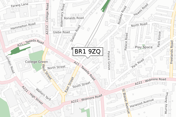BR1 9ZQ map - large scale - OS Open Zoomstack (Ordnance Survey) BR1 9ZQ map - large scale - OS Open Zoomstack (Ordnance Survey)